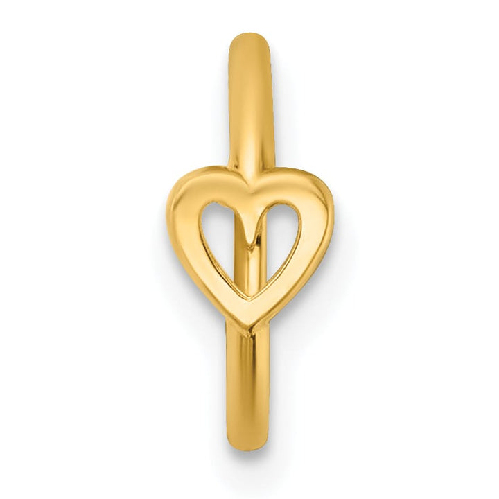 14K Yellow Gold 16 Gauge Open Heart 10.0mm Hinged Cartilage Ring