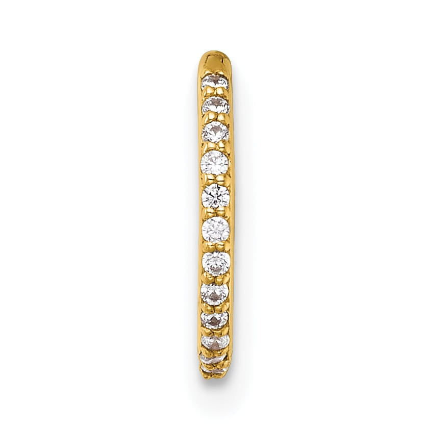 14K Yellow Gold 16 Gauge Polished CZ 9.0mm Hinged Cartilage Ring