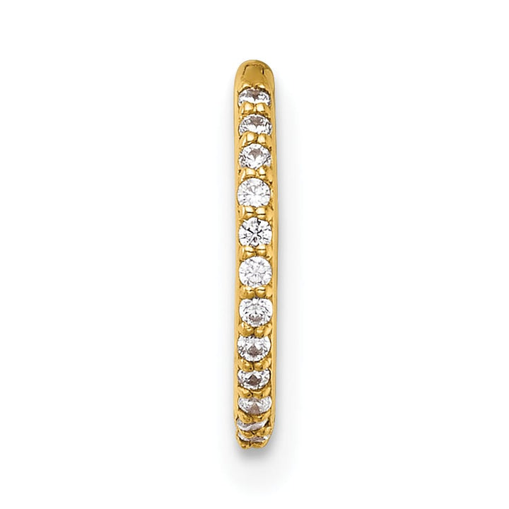 14K Yellow Gold 16 Gauge Polished CZ 9.0mm Hinged Cartilage Ring