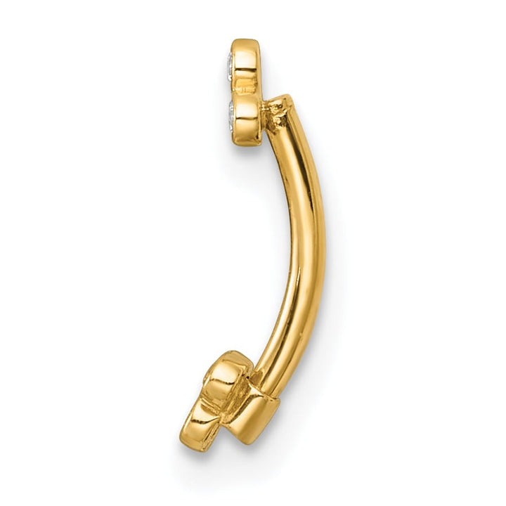 14K Yellow Gold 16 Gauge Polished CZ Eyebrow Jewelry