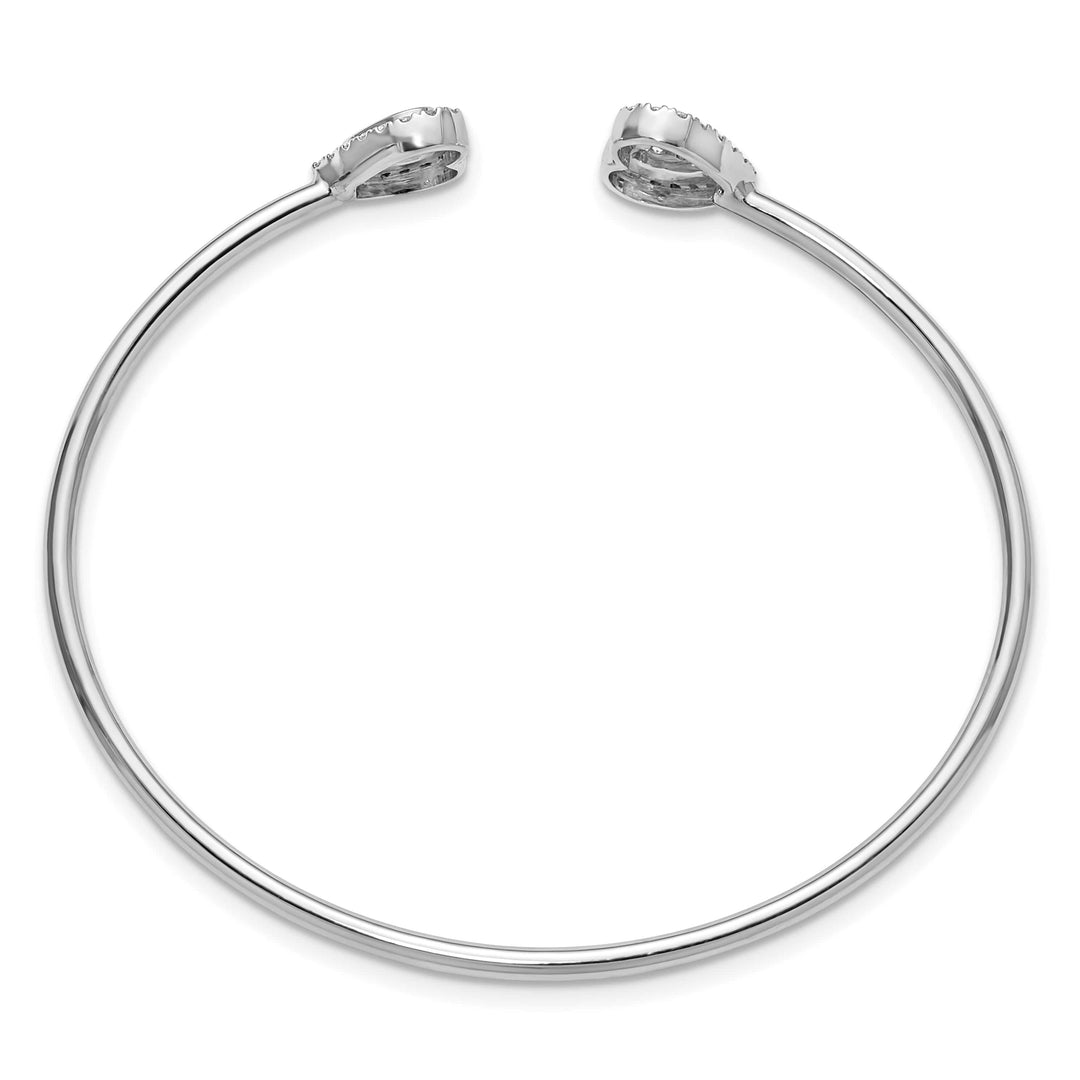 14K White Gold 1/2 carat Diamond Heart Flexible Cuff Bangle Bracelet