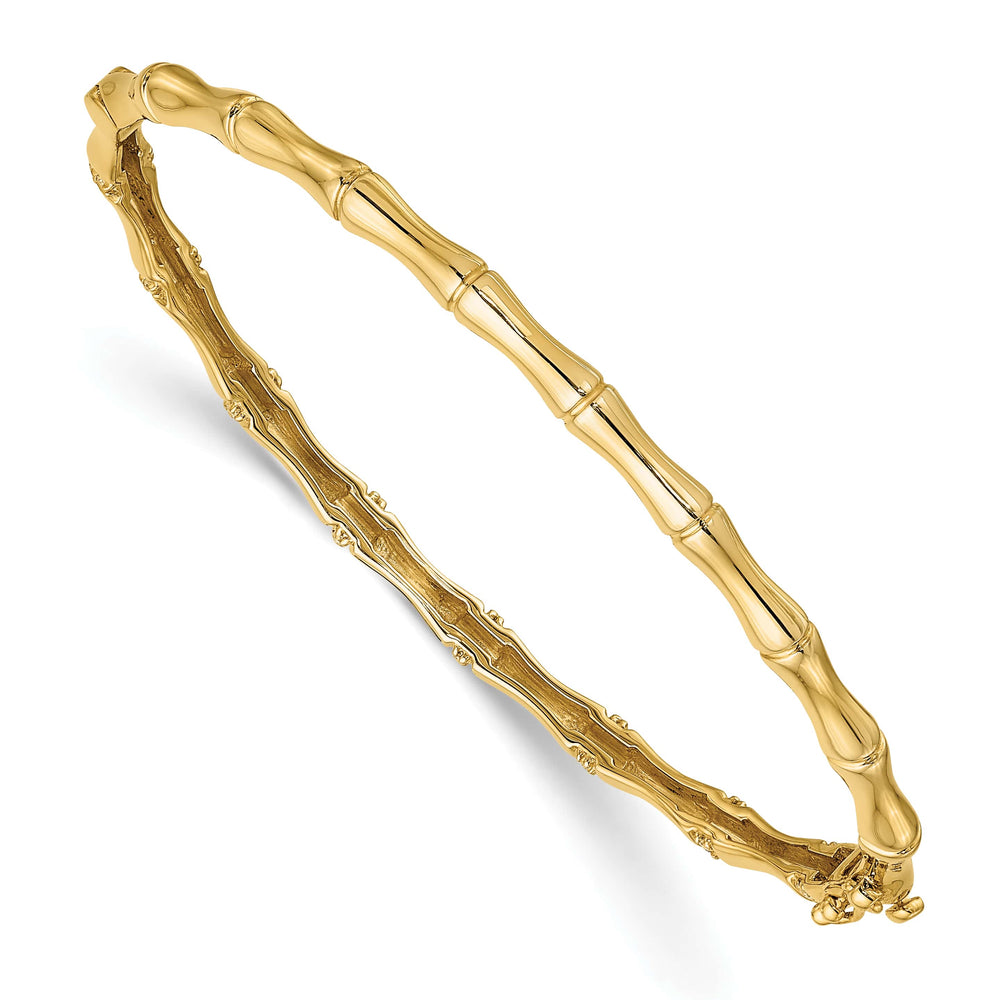 14k Bamboo Design 1/4 carat Diamond Hinged Oval Bangle Bracelet
