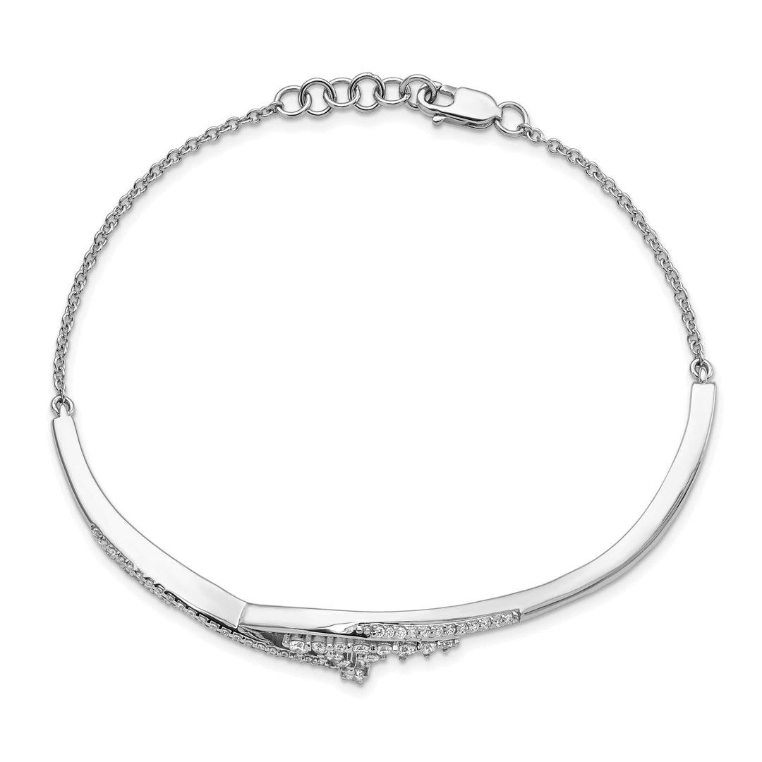 14k White Gold Fancy Florina 1/2 carat Diamond Half-Bangle 7 inch