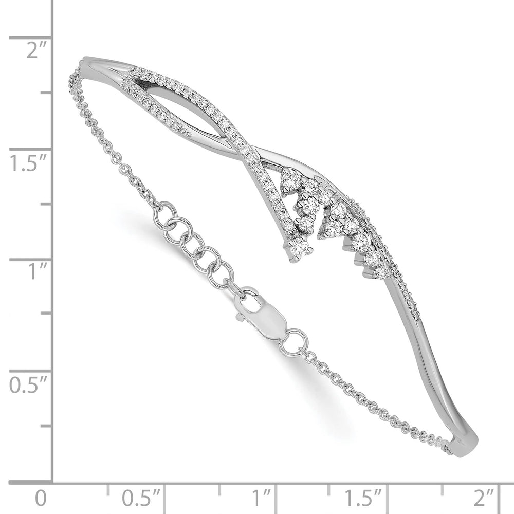 14k White Gold Fancy Florina 1/2 carat Diamond Half-Bangle 7 inch