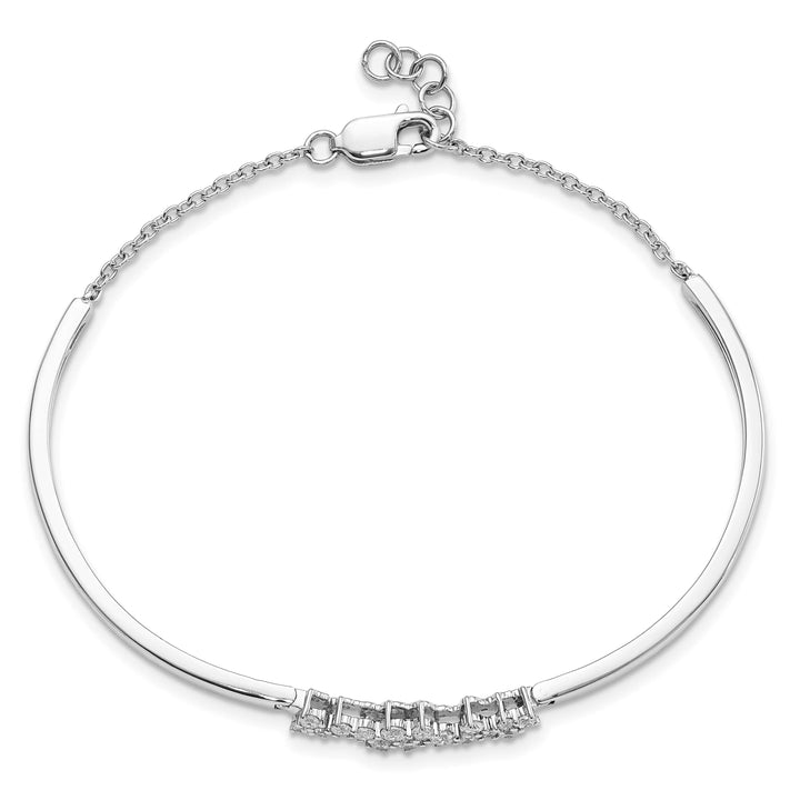 14k White Gold 1/2 carat Diamond Half-Bangle 7 inch Bracelet 0.5 inch