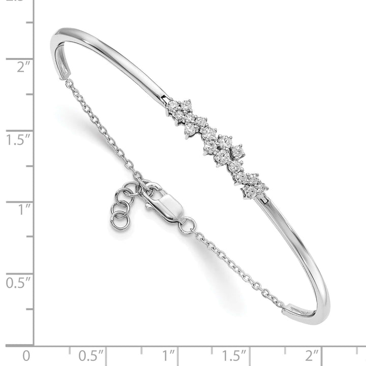 14k White Gold 1/2 carat Diamond Half-Bangle 7 inch Bracelet 0.5 inch