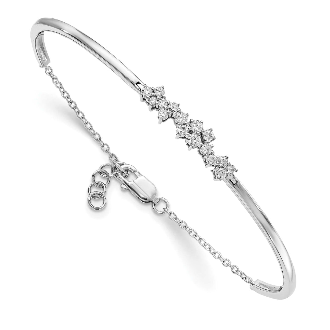 14k White Gold 1/2 carat Diamond Half-Bangle 7 inch Bracelet 0.5 inch