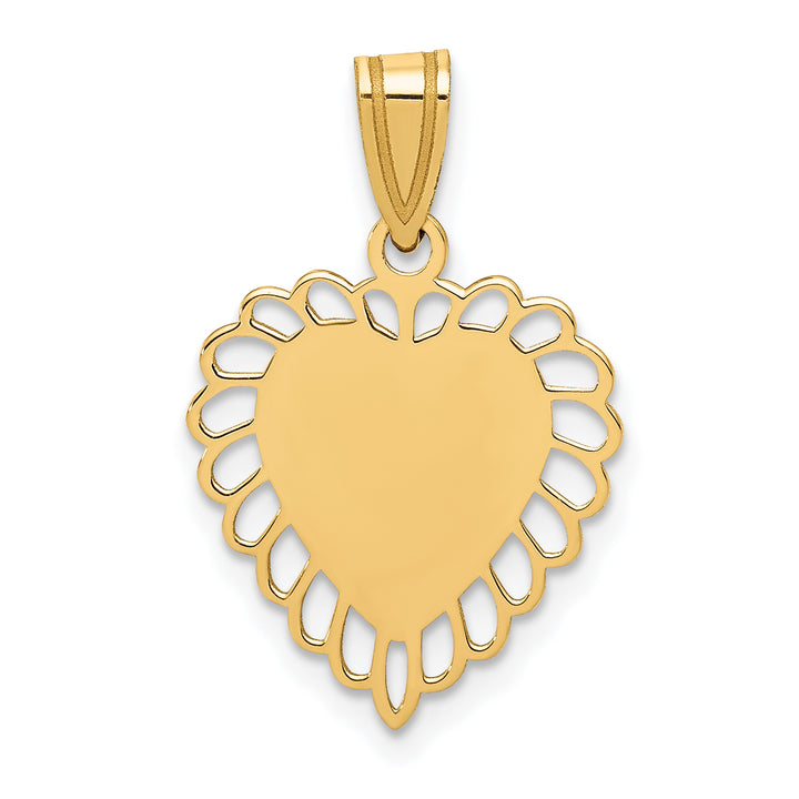 14k Yellow Gold Polished Border Heart Pendant