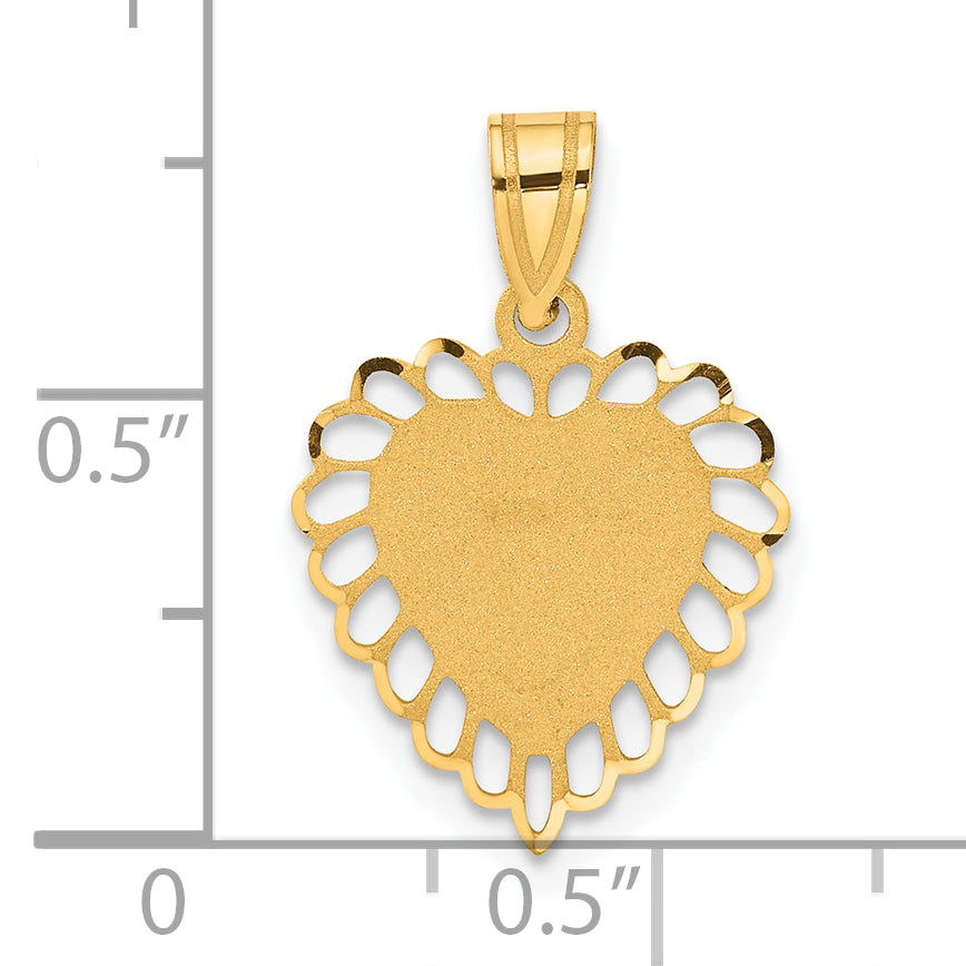 14k Yellow Gold Polished Border Heart Pendant