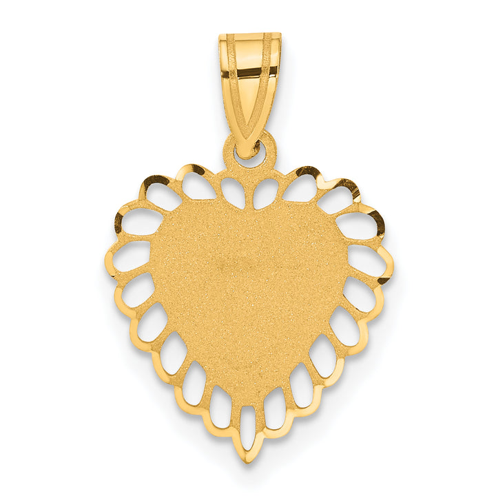 14k Yellow Gold Polished Border Heart Pendant