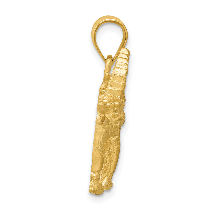 14k Yellow Gold Satin D.C Finish Elephant Pendant