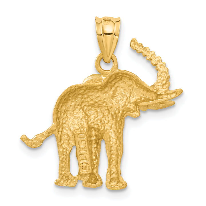 14k Yellow Gold Satin D.C Finish Elephant Pendant