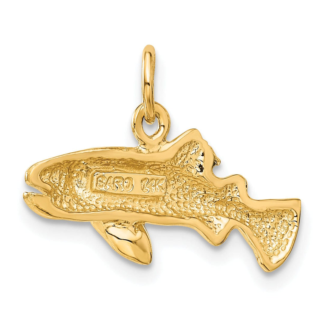 14k Yellow Gold Polished Finish Grouper Fish Charm Pendant