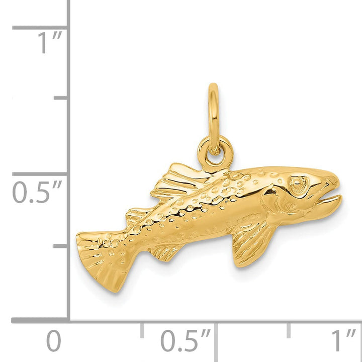 14k Yellow Gold Polished Finish Grouper Fish Charm Pendant