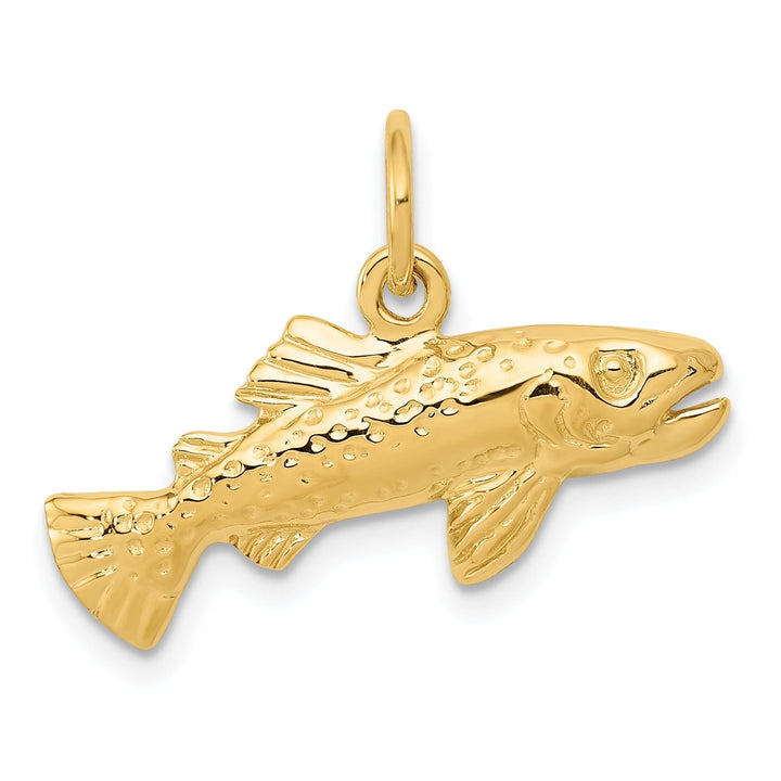 14k Yellow Gold Polished Finish Grouper Fish Charm Pendant
