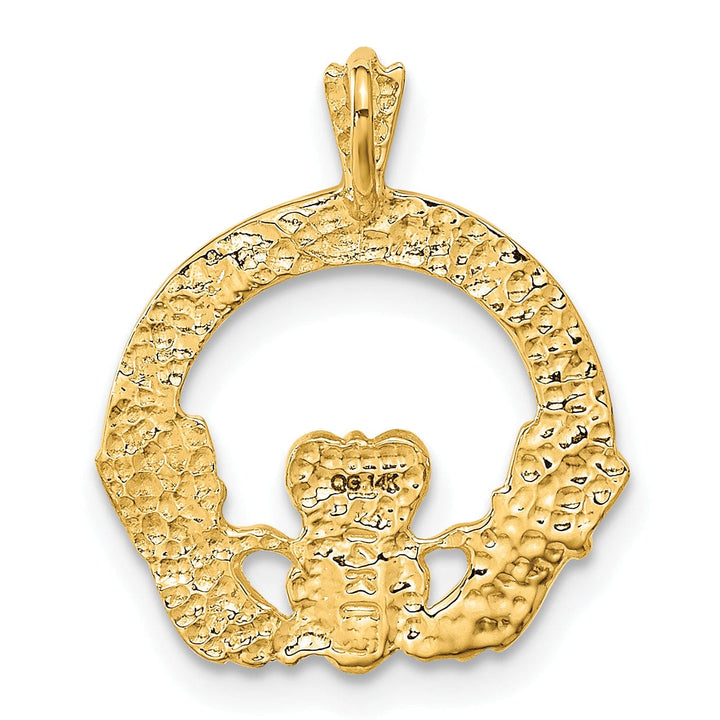 14k Yellow Gold Polished Finish Claddagh Pendant