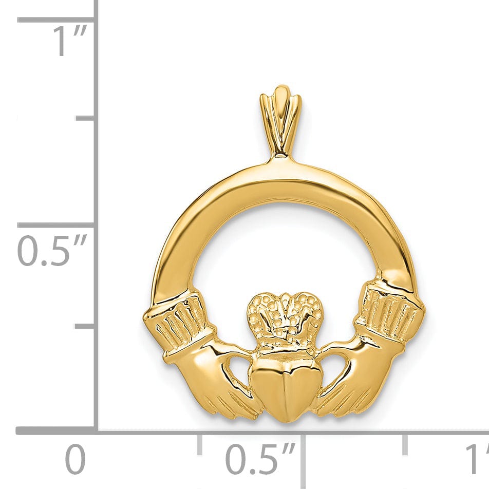 14k Yellow Gold Polished Finish Claddagh Pendant