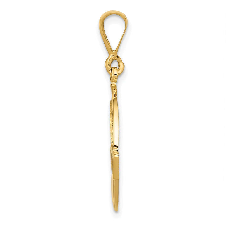 14k Yellow Gold Textured Finish Claddagh Pendant