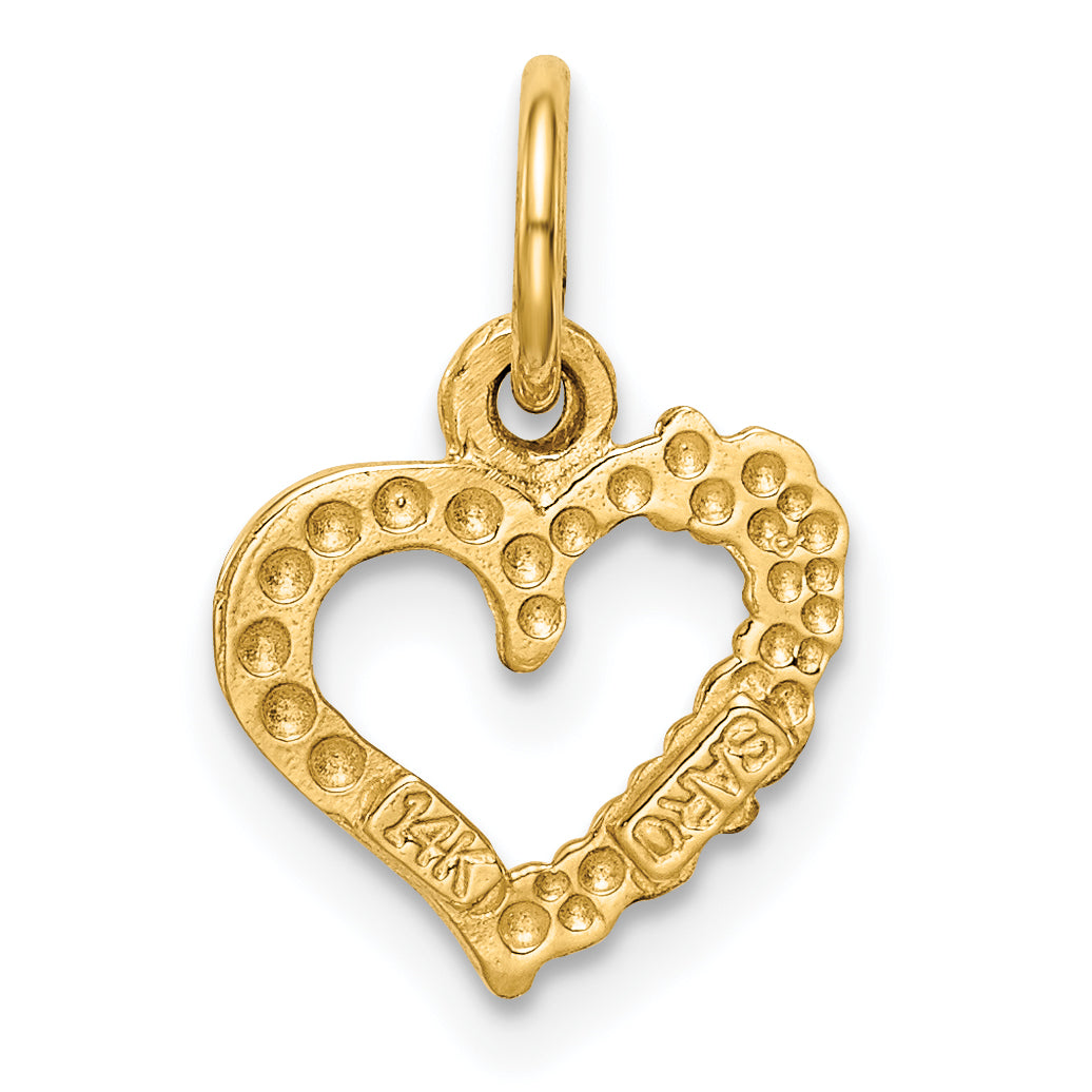 14k Yellow Gold Polished I LOVE YOU Heart Pendant