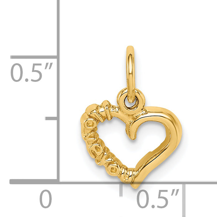 14k Yellow Gold Polished I LOVE YOU Heart Pendant