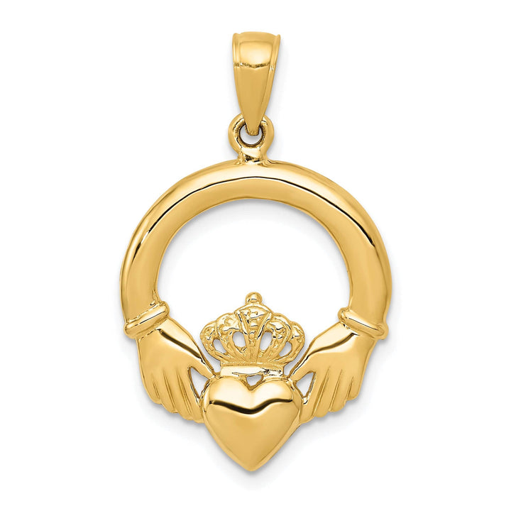 14k Yellow Gold Round Polished Claddagh Pendant