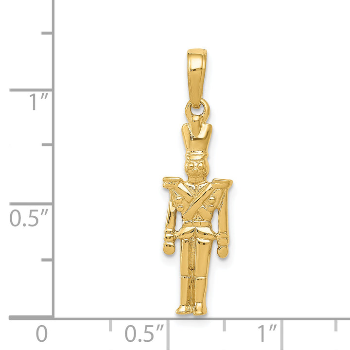 14k Yellow Gold Polished Finish 3-D Toy Soldier Charm Pendant