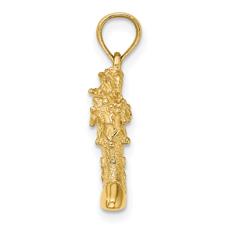 14k Yellow Gold Solid 3-D Christmas Stocking Charm Pendant
