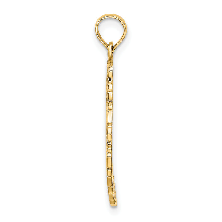 14k Yellow Gold Satin/Polished Christmas Wreath Charm Pendant