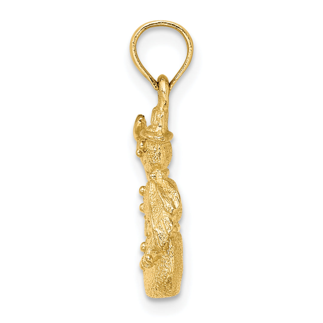 14k Yellow Gold Satin Polished 3-D Snowman Charm Pendant