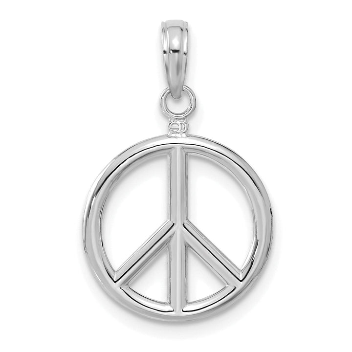14k White Gold 3-D Polished Finish Peace Sign Pendant