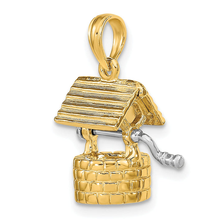 14k Yellow, White Gold Polished 3-D Moveable Wishing Well Charm