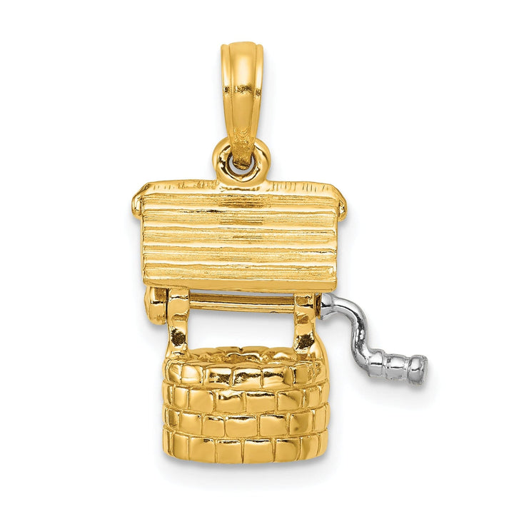 14k Yellow, White Gold Polished 3-D Moveable Wishing Well Charm
