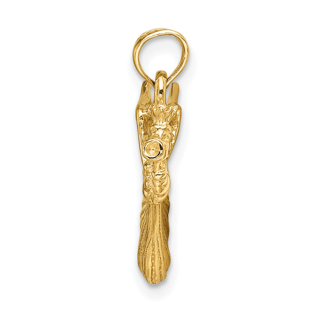 14k Yellow Gold Angel with Trumpet Charm Pendant