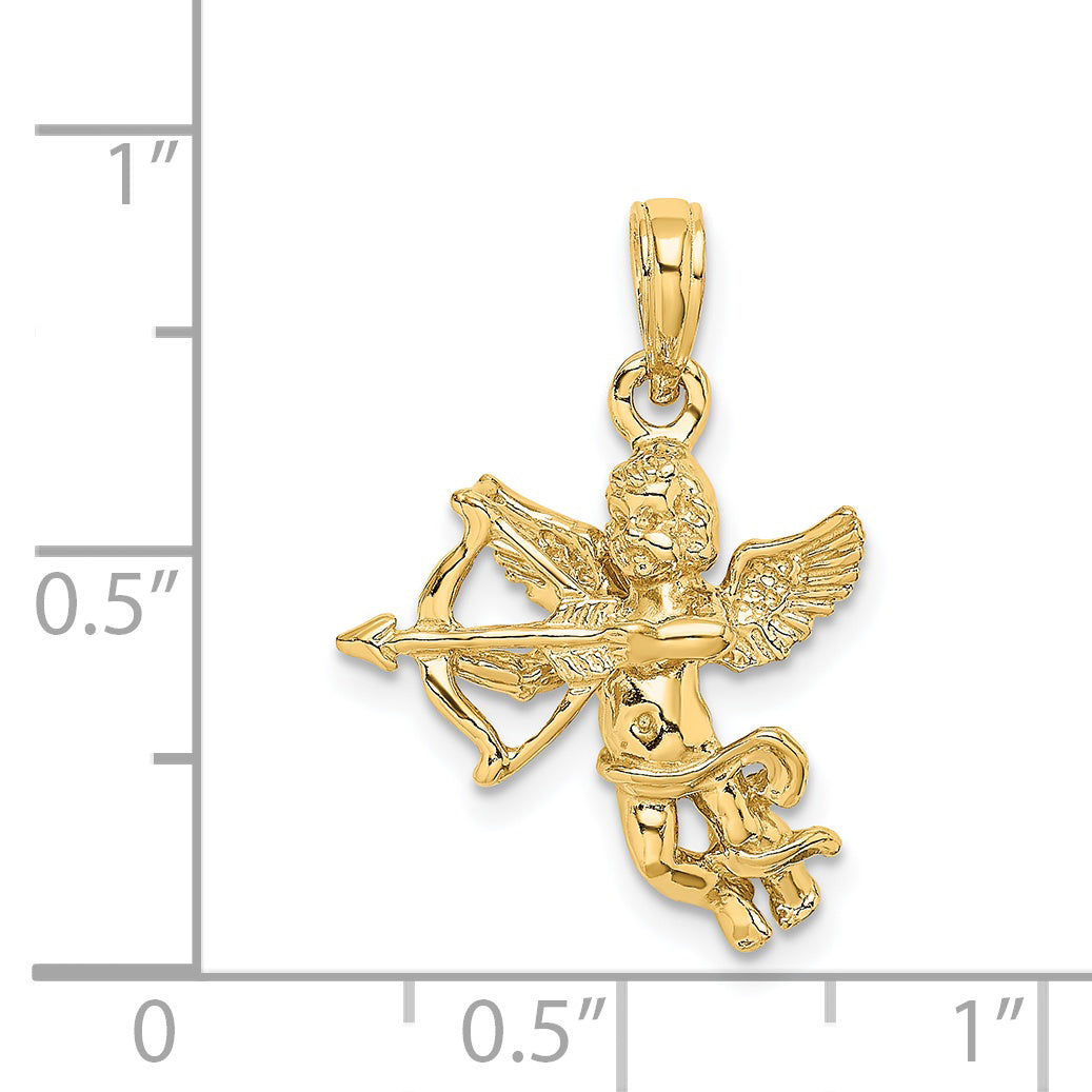 14k  Yellow Gold Cupid with Bow and Arrow Charm Pendant