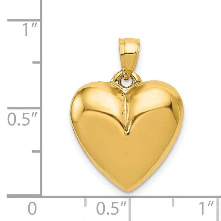 14k Yellow Gold Polished Finish 3-D Puffed Heart Pendant