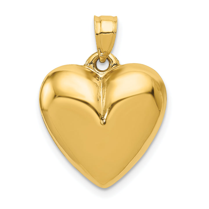 14k Yellow Gold Polished Finish 3-D Puffed Heart Pendant