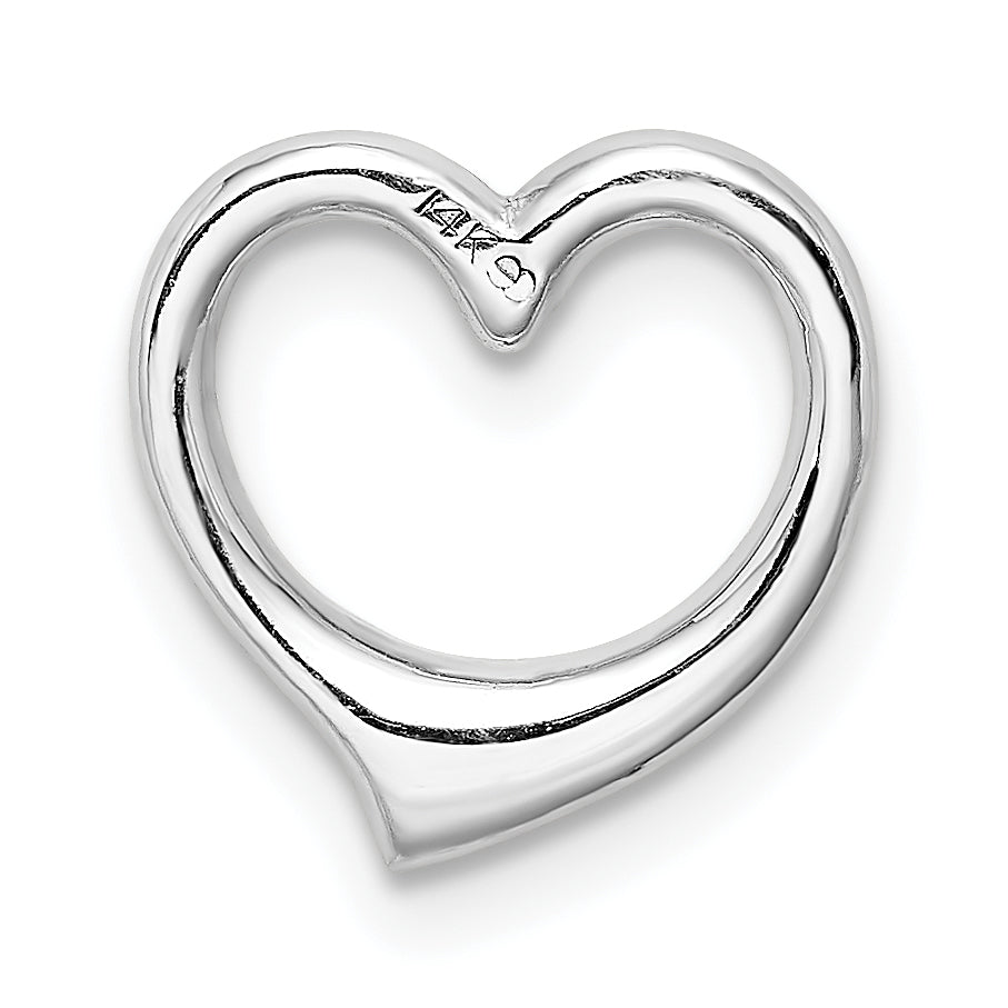 14K White Gold Polished Finish Heart Design Chain Slide Pendant