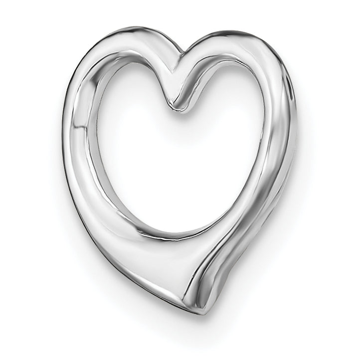 14K White Gold Polished Finish Heart Design Chain Slide Pendant