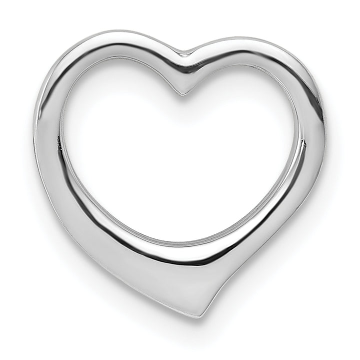 14K White Gold Polished Finish Heart Design Chain Slide Pendant