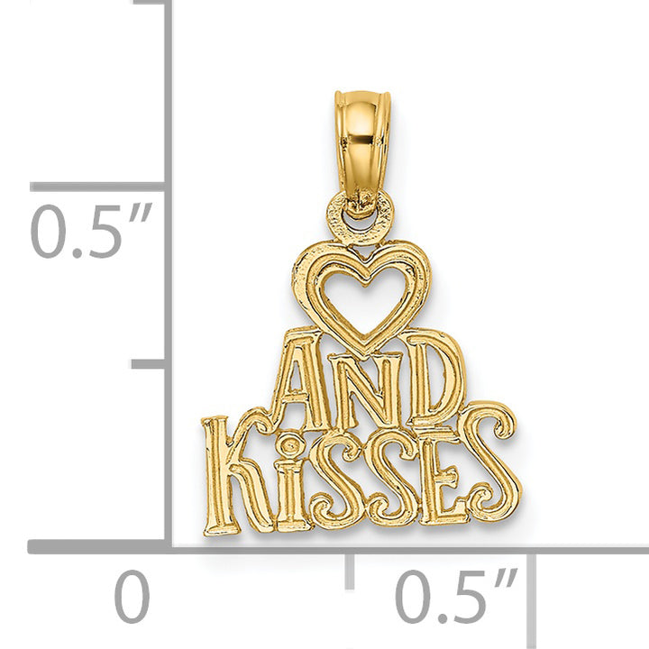 14k Yellow Gold HEART AND KISSES Pendant