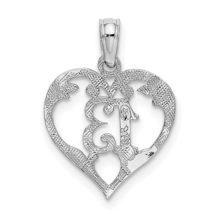 14k White Gold 13 in Heart Cut-out Design Pendant