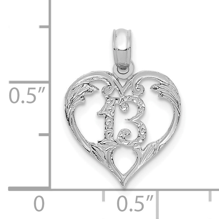 14k White Gold 13 in Heart Cut-out Design Pendant