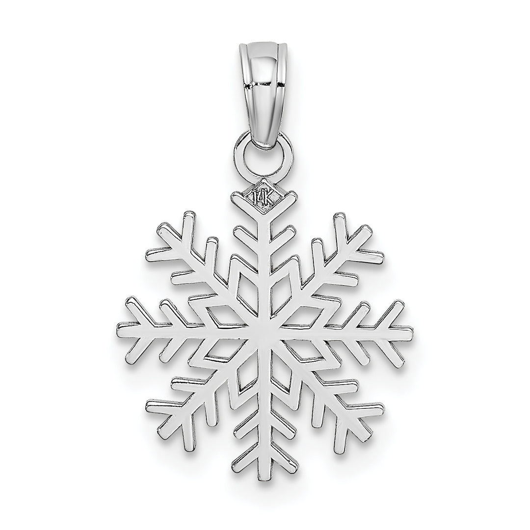 14k White Gold Snowflake Design Pendant
