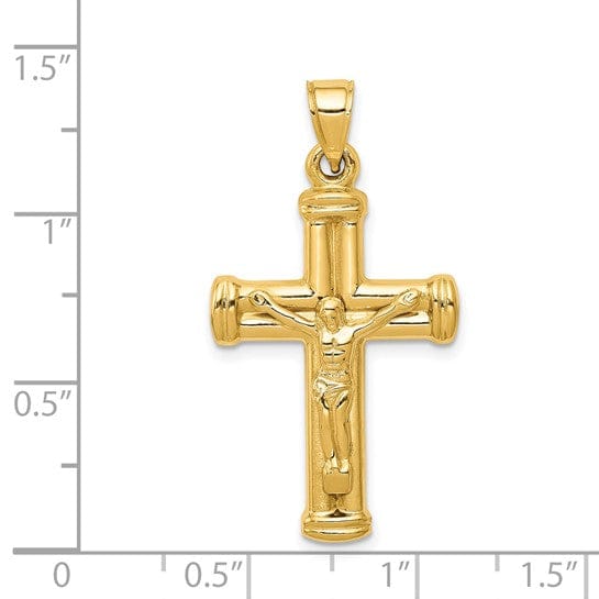 14k Yellow Gold Reversible Crucifix Cross Pendant