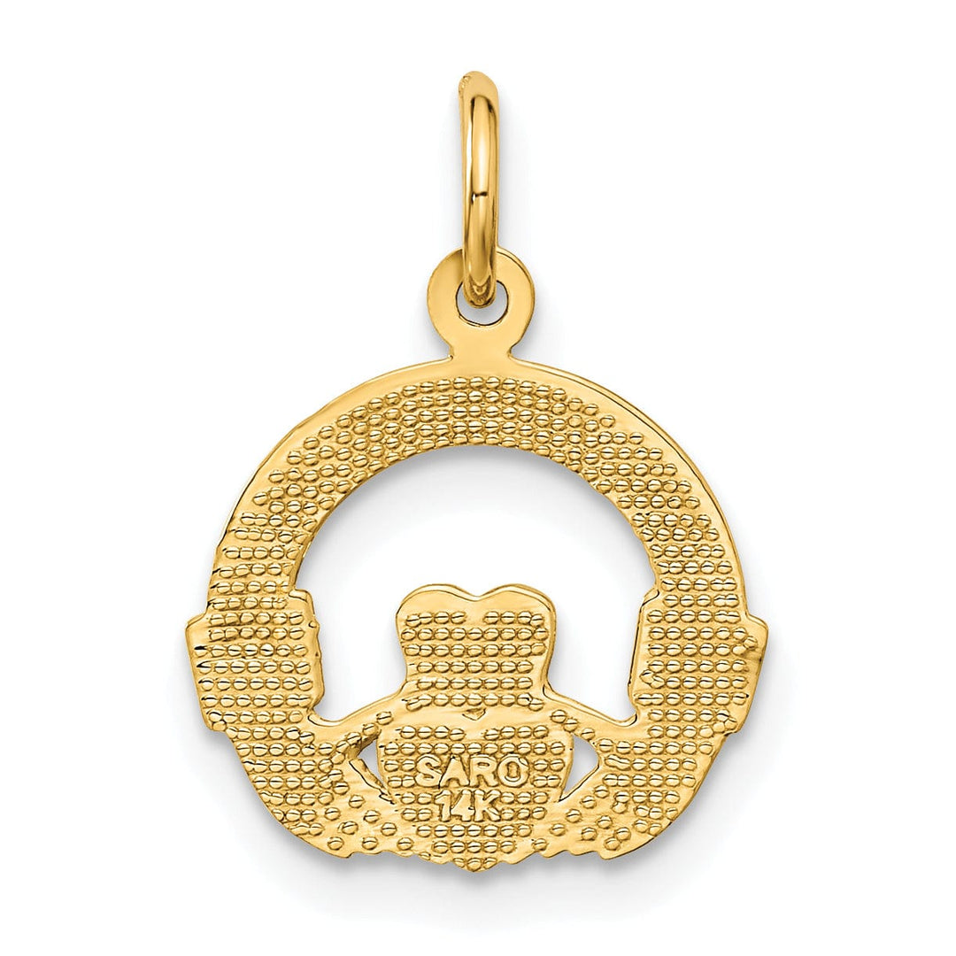 14k Yellow Gold Polished Claddagh Pendant
