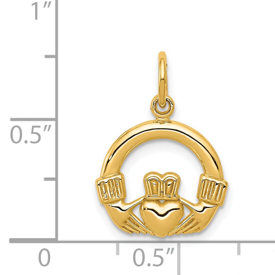 14k Yellow Gold Polished Claddagh Pendant