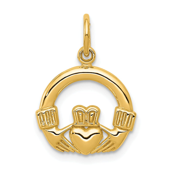 14k Yellow Gold Polished Claddagh Pendant