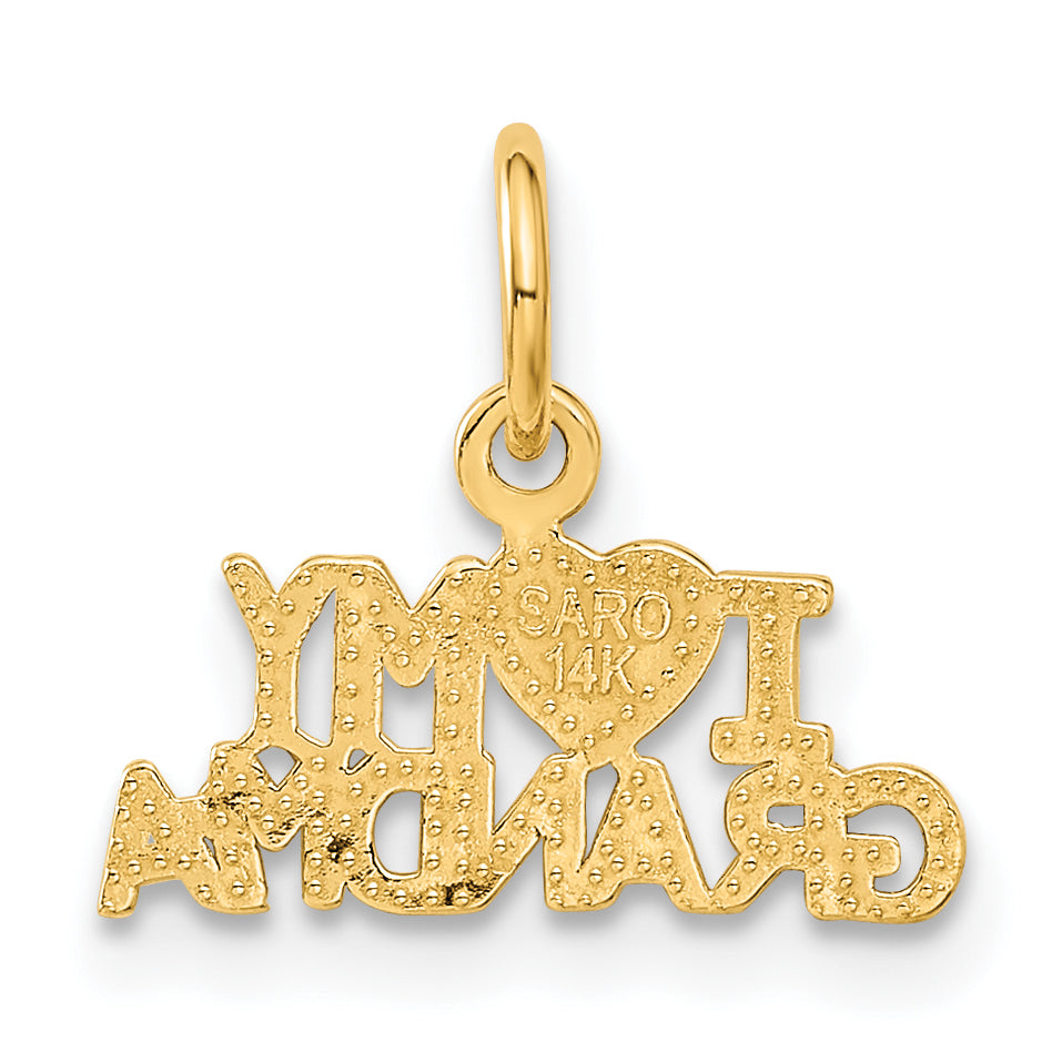 14k Yellow Gold I HEART MY GRANDMA Charm Pendant