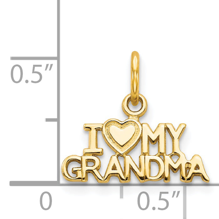 14k Yellow Gold I HEART MY GRANDMA Charm Pendant