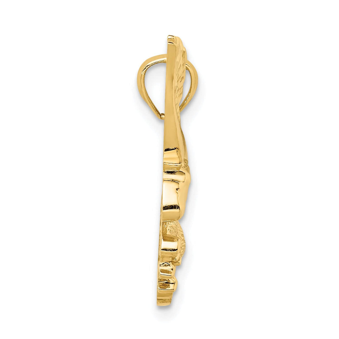 14K Yellow Gold Solid D.C Polished Finish Eagle Pendant